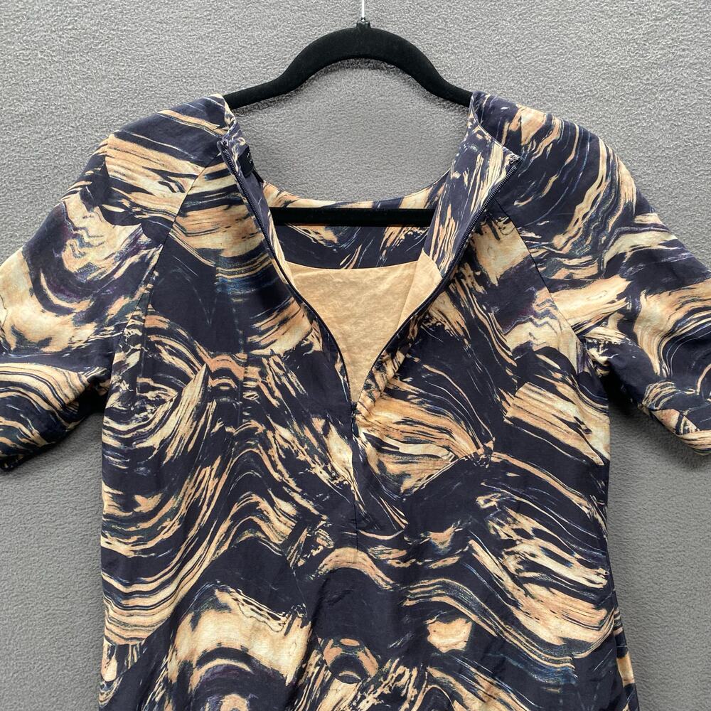 COS Cotton Silk Mod Abstract Artsy Print Sheath Dress Womens 4 Short Sleeve - Picture 6 of 13